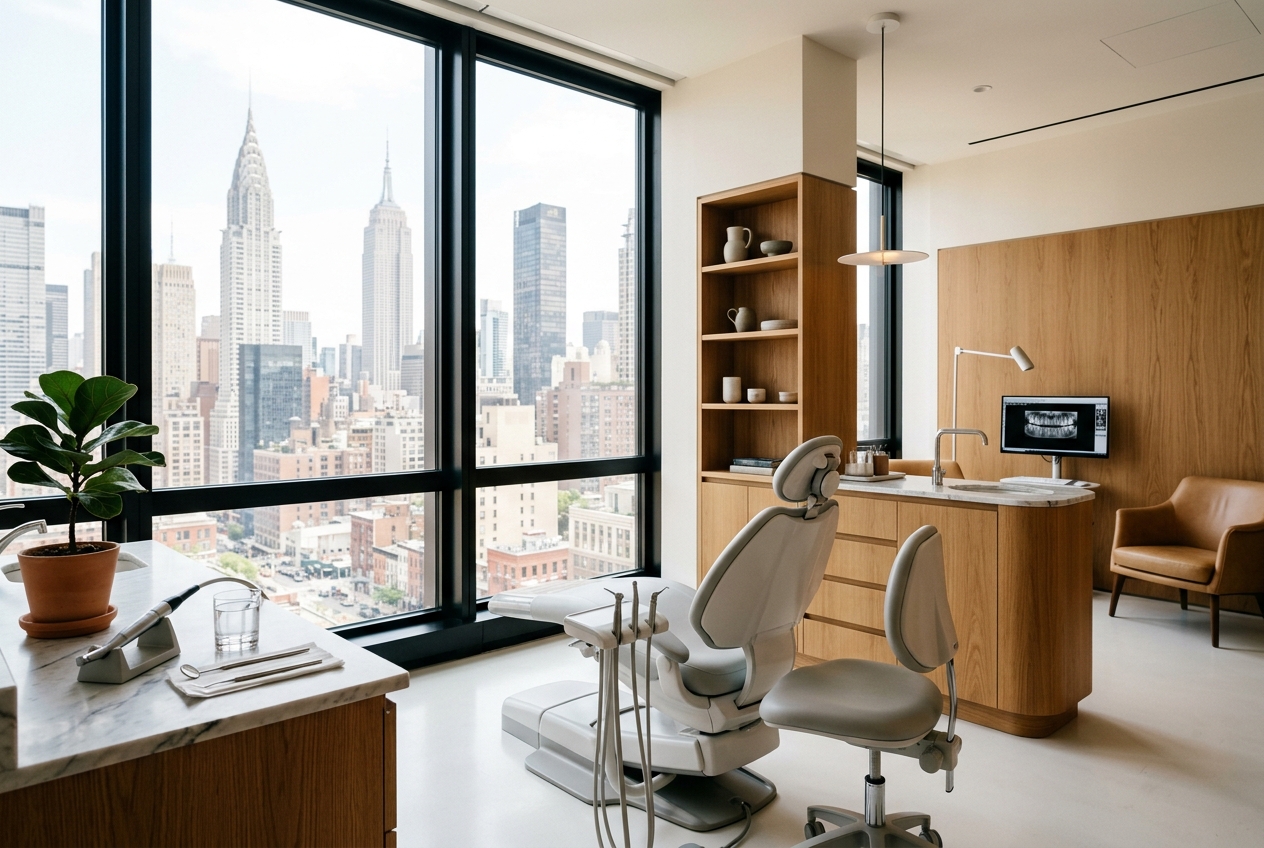 Modern dental treatment room at Ironic Teeth Club featuring contemporary design, natural light, and state-of-the-art equipment